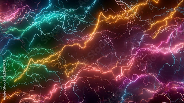 Fototapeta Sparkling lightning strikes half vintage comic book pattern