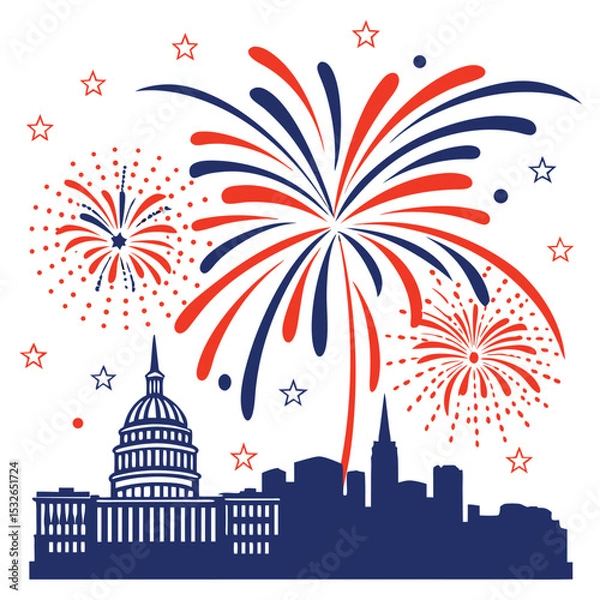 Fototapeta Fireworks over Washington D.C. on Independence Day Ai-Generated