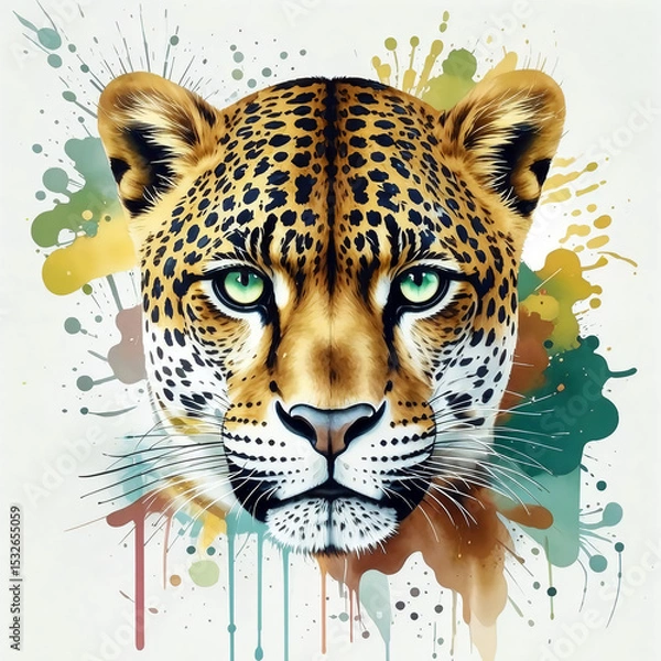Fototapeta spotted, red cheetah. wild African cat. an illustration. artificial intelligence generator, AI, neural network image. background for the design