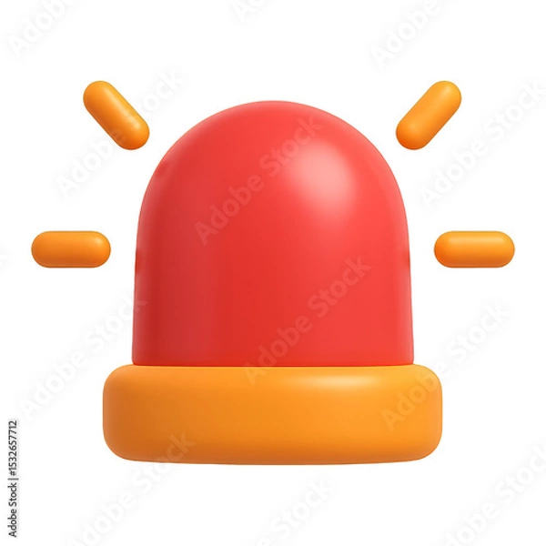 Fototapeta warning alert light 3d render icon isolated on transparent background cutout