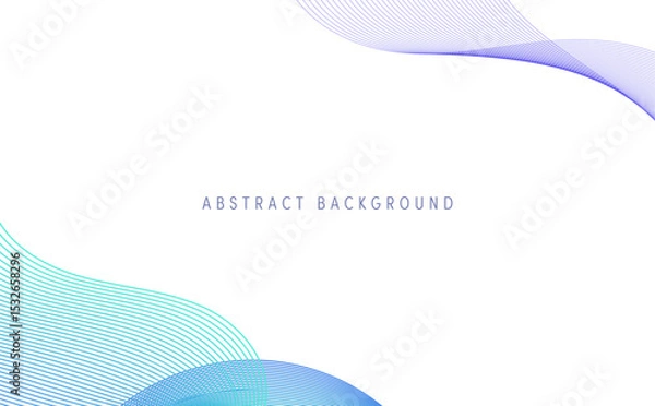 Fototapeta 抽象的なウェーブのグラデーションベクター背景フレーム (ビジネス・ブルー)