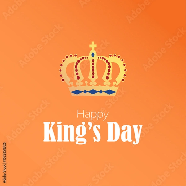 Fototapeta Happy King's Day vector illustration. Fijne Koningsdag, Netherlands National day.