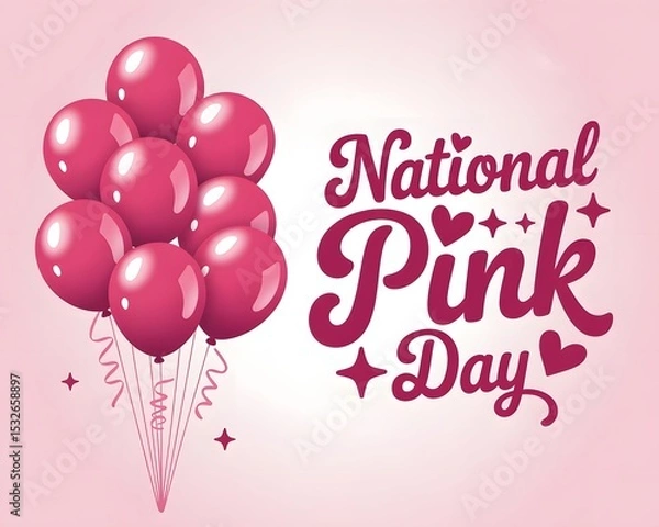 Obraz A celebratory image featuring a cluster of glossy pink balloons against a soft, pastel pink background.Festive Pink Balloons Celebrate National Pink Day