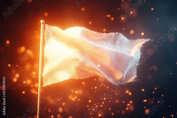 Fototapeta A flag with a white background and a red pole