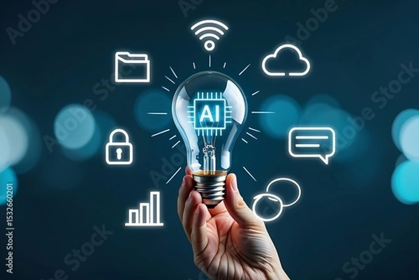 Fototapeta Ai innovation bright ideas for technology and data solutions
