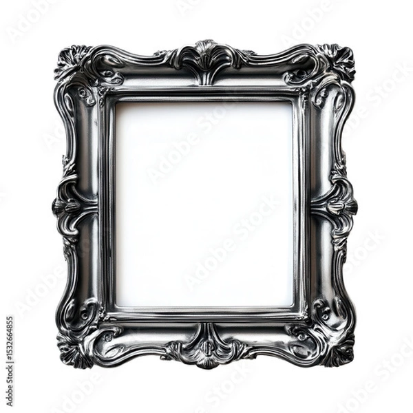 Fototapeta Metal Photo Frame, Decorative metal photo frame with open vertical layout , design, vertical, photo, isolated on transparent background