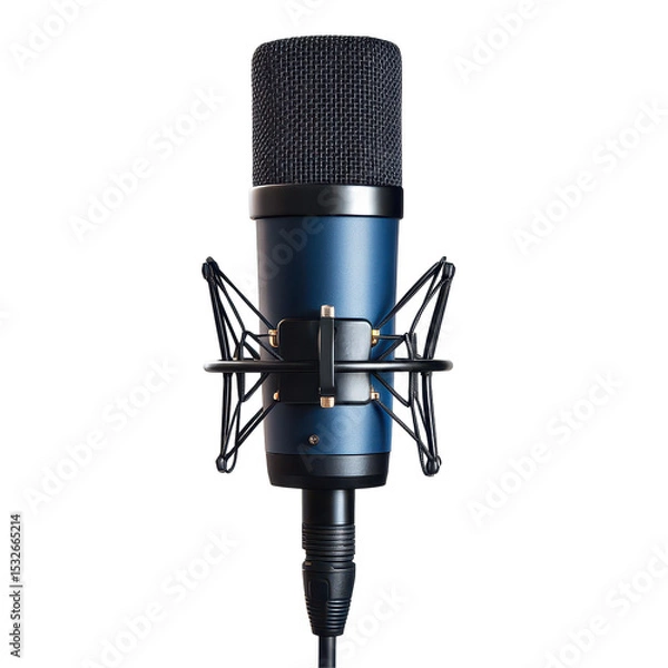 Fototapeta Microphone, Microphone in a professional recording or radio studio, isolated on transparent background
