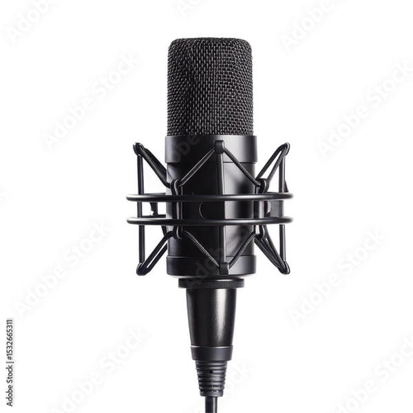 Fototapeta Microphone, Microphone in a professional recording or radio studio, isolated on transparent background