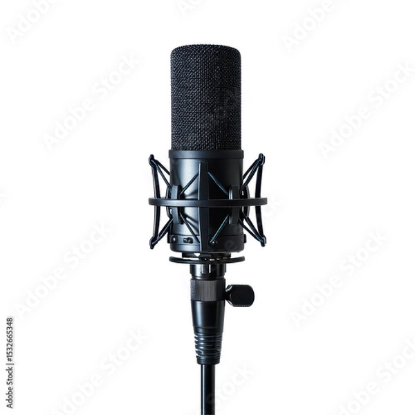 Fototapeta Microphone, Microphone in a professional recording or radio studio, isolated on transparent background