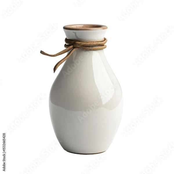 Fototapeta Milk, Farmer pouring raw milk into container, isolated on transparent background