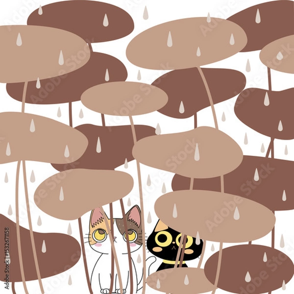 Obraz Hand drawn of cute funny cats and cartoon vector illustration design. Ideal for cards, print, poster, postcard and various design works.