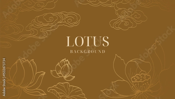Obraz Elegant blooming lotus and clouds asian style background