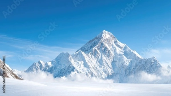 Obraz Majestic Snow-Covered Mountain Peak under Blue Sky