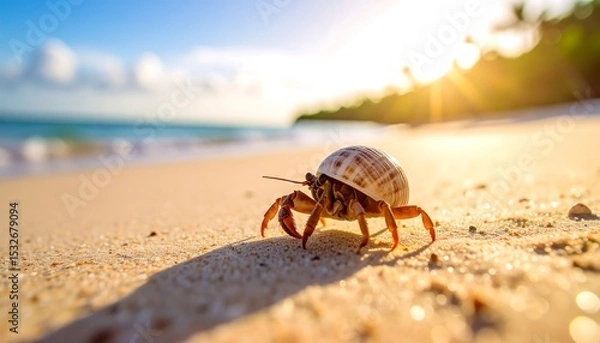 Fototapeta Hermit crab on a sunny beach