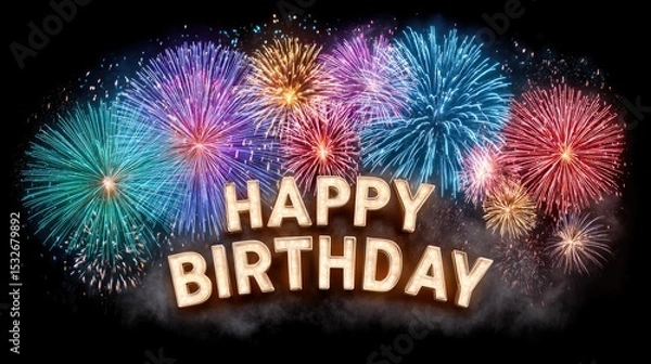 Obraz Happy Birthday Fireworks Background