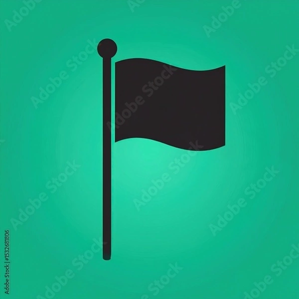 Obraz Simple black flag on teal background