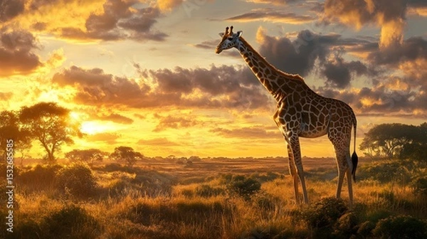 Fototapeta giraffe in the savannah