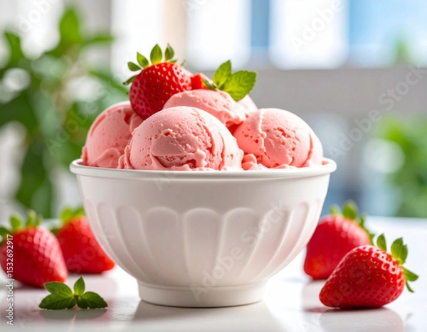 Obraz strawberry ice cream with mint
