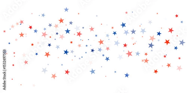 Fototapeta USA flag stars background, red and blue stars confetti