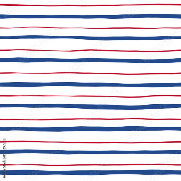 Fototapeta Red and blue seamless vector pattern. Hand drawn lines background