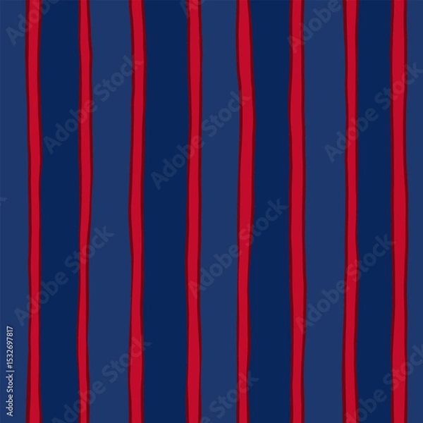 Fototapeta Red and blue seamless vector pattern. Hand drawn lines background