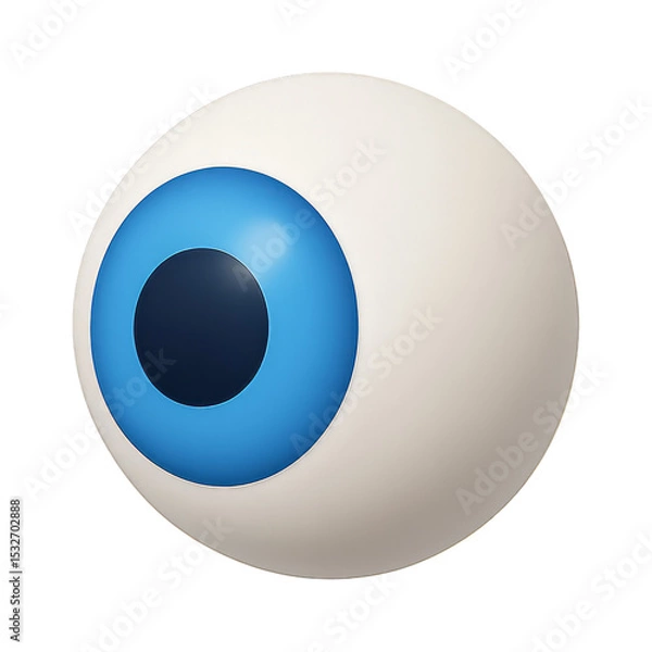 Fototapeta blue eyeball 3d render icon isolated on transparent background cutout