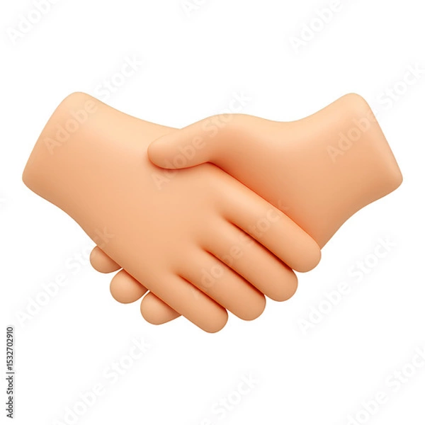 Fototapeta handshake agreement 3d render icon isolated on transparent background cutout