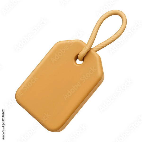 Fototapeta brown price tag 3d render icon isolated on transparent background cutout