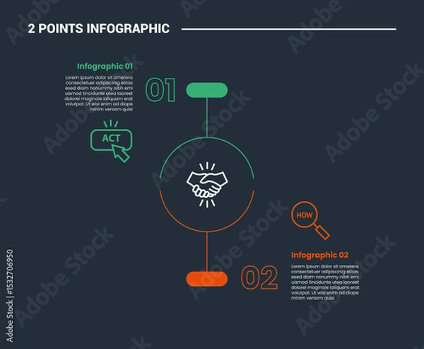 Fototapeta comparison choice infographic process diagram with open circle cut up and down with outline style vector