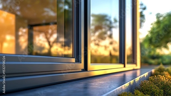 Obraz Modern window sunset view.
