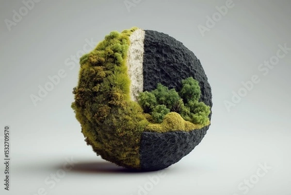 Obraz Stylized Miniature Globe Featuring Textured Terrain in Earthy Tones
