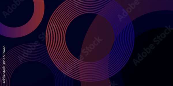 Fototapeta Abstract gradient circle shape background with shadow decoration. Modern overlap geometric shape graphic design. Futuristic concept.