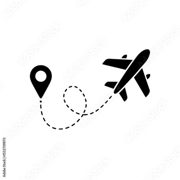 Obraz Simple Minimalist Travel Graphic Airplane Flight Path Icon