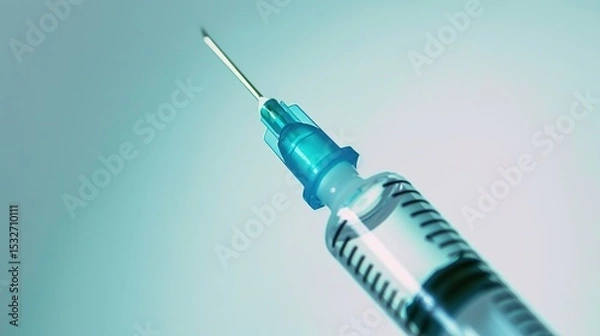 Obraz Close-up Medical Syringe with Vaccine: High-Resolution Imaging, Sterile Administration, and Immunization Technology