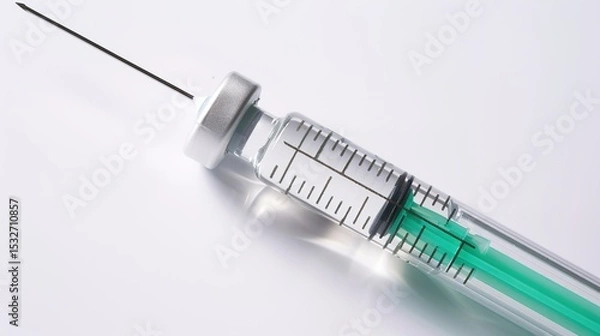 Obraz Close-up Medical Syringe with Vaccine: High-Resolution Imaging, Sterile Administration, and Immunization Technology