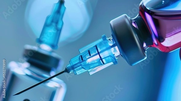 Obraz Close-up Medical Syringe with Vaccine: High-Resolution Imaging, Sterile Administration, and Immunization Technology