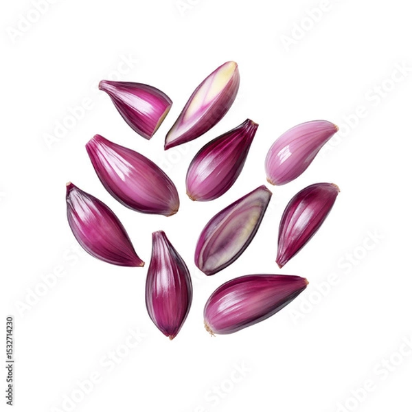 Obraz Red Shallot Bulbs, Freshly Harvested, Isolated on Black Background