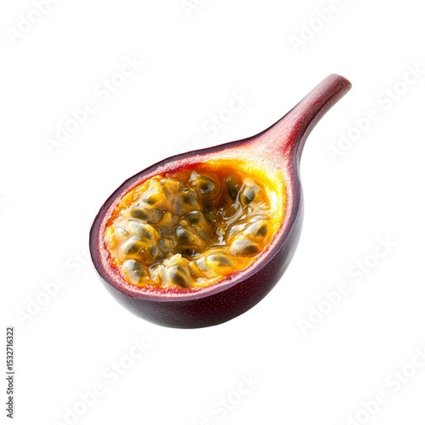 Fototapeta Close-up of a halved passion fruit revealing its vibrant seeds and pulp