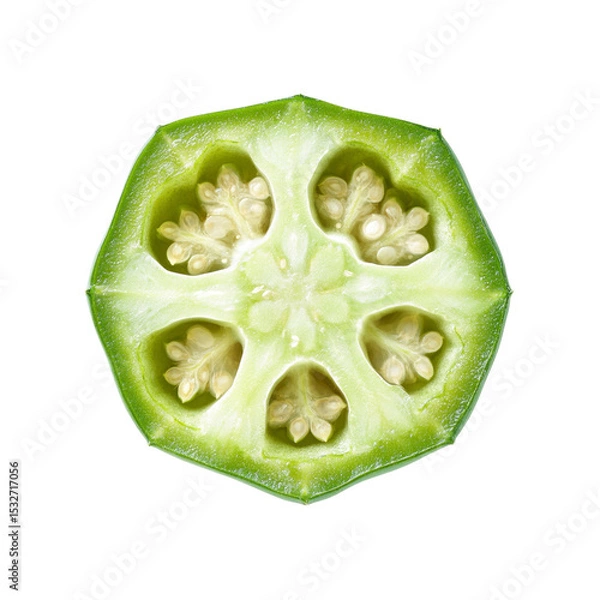 Fototapeta Close-up of a Sliced Okra Showing its Star-Shaped Interior