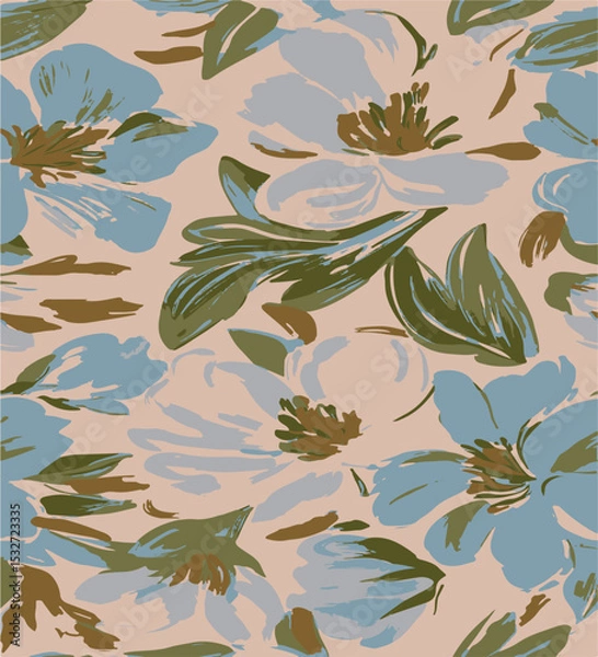 Fototapeta botanical floral, vector, seamless pattern , herbs and leaves ,big set, background with flowers