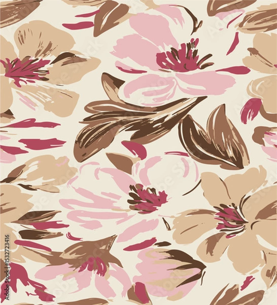 Fototapeta botanical floral, vector, seamless pattern , herbs and leaves ,big set, background with flowers