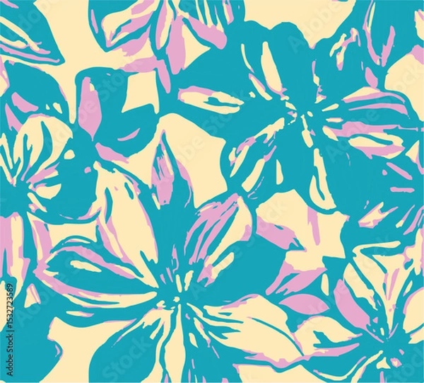 Fototapeta botanical floral, vector, seamless pattern , herbs and leaves ,big set, background with flowers
