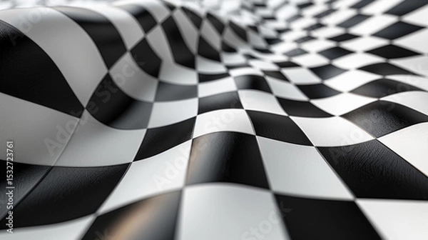 Obraz Modern minimal black and white checkered plaid with clean geometric design.