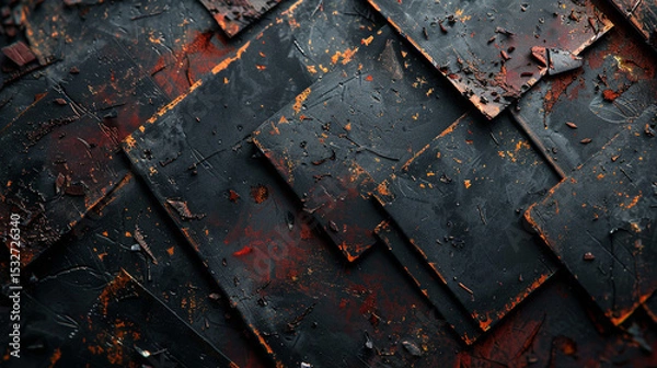 Obraz Moody black grunge background with distressed metal scratches.