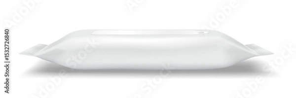 Fototapeta Minimalistic design of a white packaging pouch. Smooth surface with a glossy finish. Ideal for snacks or wet wipes. Gives a clean and modern look.