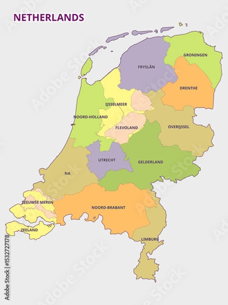 Obraz Map of the Provinces of the Netherlands
