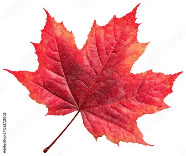 Fototapeta Vivid red maple leaf isolated on a white background