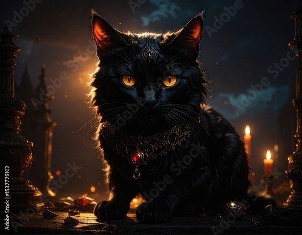 Fototapeta Black Cat Friday: A Mystical and Enchanting Postcard Design