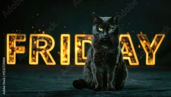 Fototapeta Black Cat Friday: Symbolic Post Card Image with Text