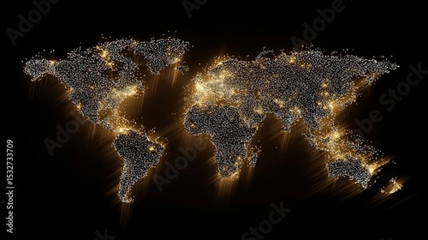 Obraz Glowing world map showing global digital network connections